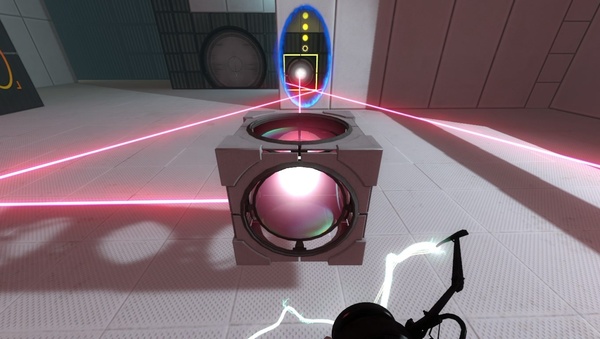 Portal 2 : Leiten Sie alle drei Laserstrahlen durch ein Portal.