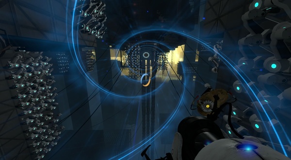 Portal 2 : Der Energiestrahl führt Sie zum Endgegner.